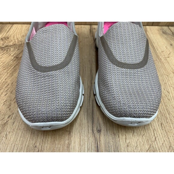 Skechers Go Walk 3 Shoes Women's Size 8.5 Stone beige Slip On Flats GoGo Mat - Picture 6 of 16